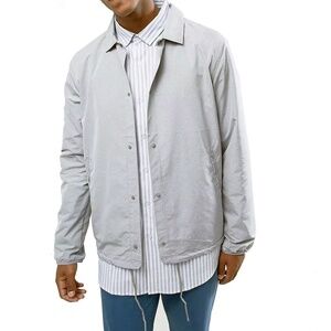 HERSCHEL Supply Co Voyage Coach Jacket Packabe Light Gray Crosshatch Stitch